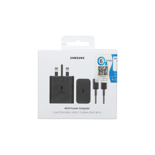 شارژر سه پین + کابل SAMSUNG 45W سرکارتنی اصل T4511 ( فست و PD) مشکی - (18 ماهه شرکتی)کد1638390
